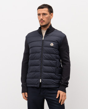 Moncler Синяя комбинированная куртка с логотипом L10919B00020M1115
