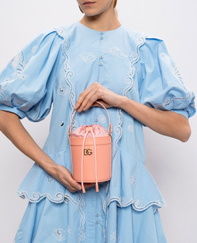 Dolce&Gabbana Детская розовая кожаная сумка бакет-бег с монограммой EB0266A1065