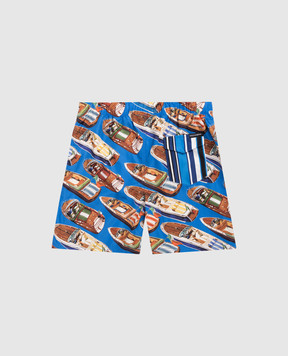 Dolce&Gabbana Дитячі сині шорти для плавання з принтом L4J818ON0D426