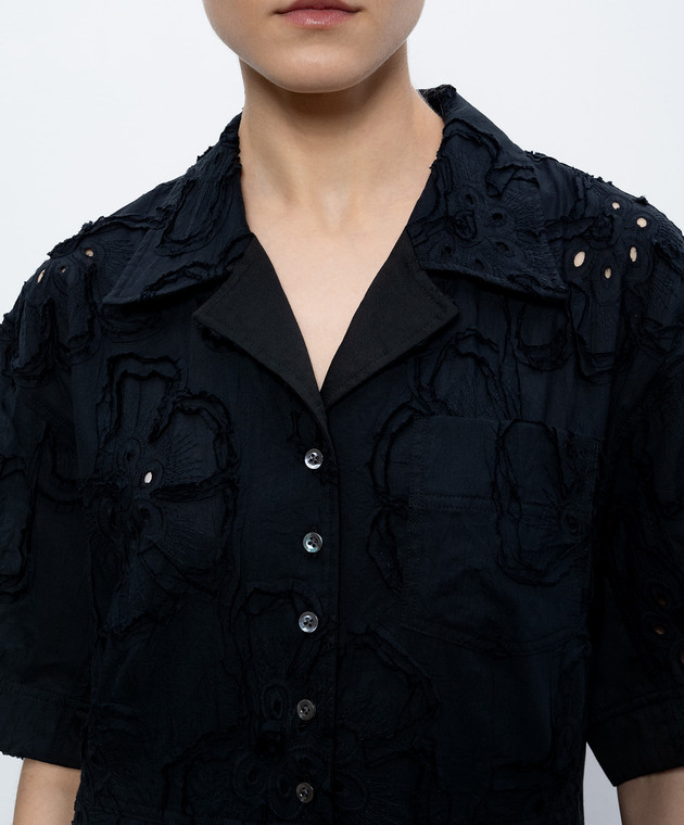 3.1 Phillip Lim Черное платье-рубашка с цветочным узором S26291083TFE изображение 4