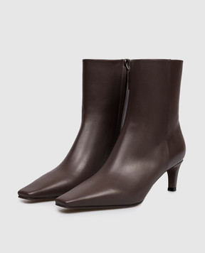 Brunello Cucinelli Коричневі шкіряні ботильйони з ланцюжком моніль MZSKC3356P