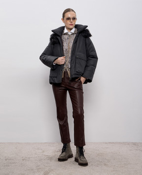 Brunello Cucinelli Серая пуховая куртка с мехом MG5017913