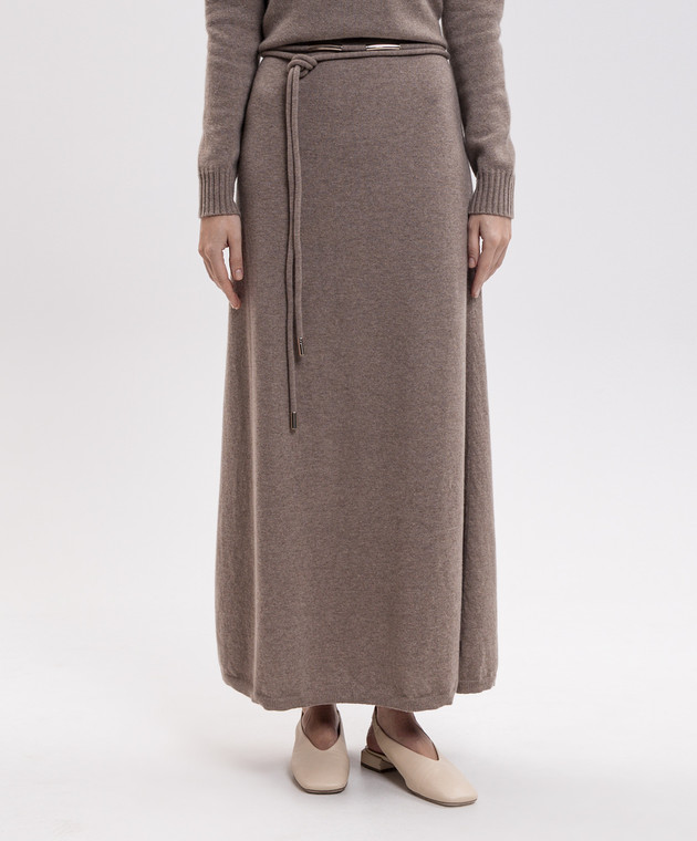 Max Mara Бежевая юбка миди OGGI из кашемира MXMOGGI изображение 3