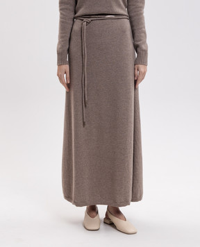 Max Mara Бежевая юбка миди OGGI из кашемира MXMOGGI