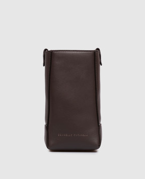 Brunello Cucinelli Коричневая кожаная сумка с тиснением логотипа MWXAD2739P