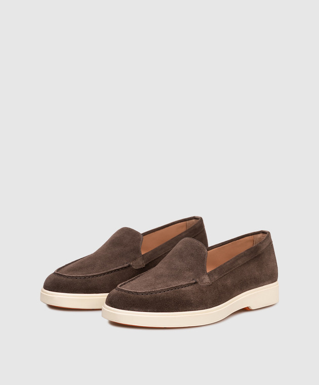 Santoni Коричневі замшеві лофери WUYA58856TISNPYL зображення 2