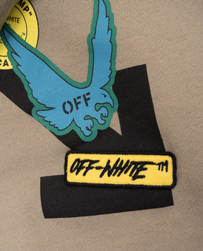 Off-White Дитяча коричнева спортивна куртка з нашивкою логотипа 44BBE001S26F003
