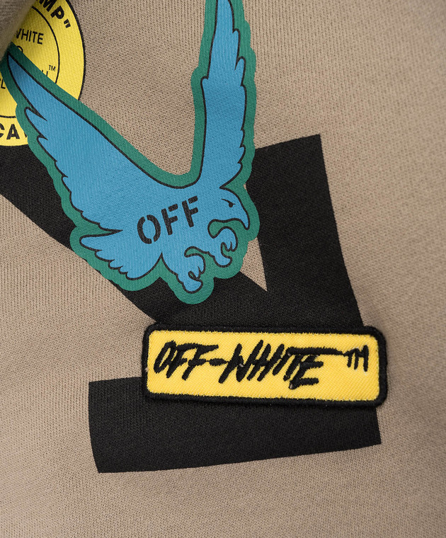 Off-White Дитяча коричнева спортивна куртка з нашивкою логотипа 44BBE001S26F003 зображення 3