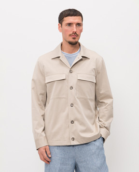 Peserico Бежевая куртка с леном в стиле рубашки R5223808274