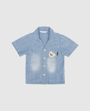 Palm Angels Дитяча синя сорочка з нашивкою PGDX002S26DEN001