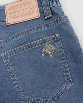 Stefano Ricci Дитячі сині джинси з вишивкою емблеми YFT6103100T295GR