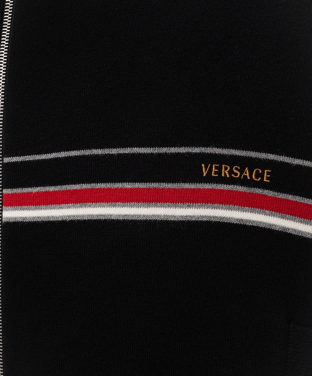 Versace Черная спортивная куртка с вышивкой логотипа 10257421A18340 изображение 5