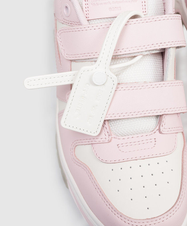 Off-White Дитячі рожеві шкіряні кросівки Out Of Office OGIA005S26LEA001 зображення 5