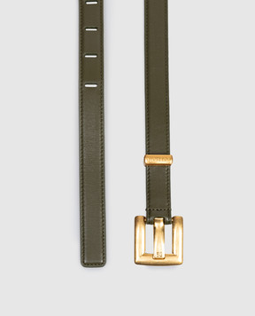 Balmain Кожаный ремень Anthem цвета хаки GN0WJ191LMTE