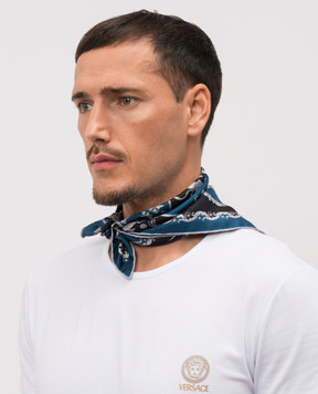 Versace Синий платок из шелка в принт Hall of Heroes 10016021A16811