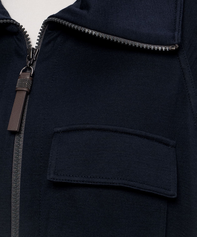 Brunello Cucinelli Синяя спортивная куртка с шелком MP828B2B06 изображение 5