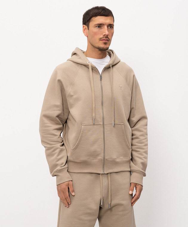 Ami Paris Бежева спортивна куртка з емблемою USW759747m зображення 3