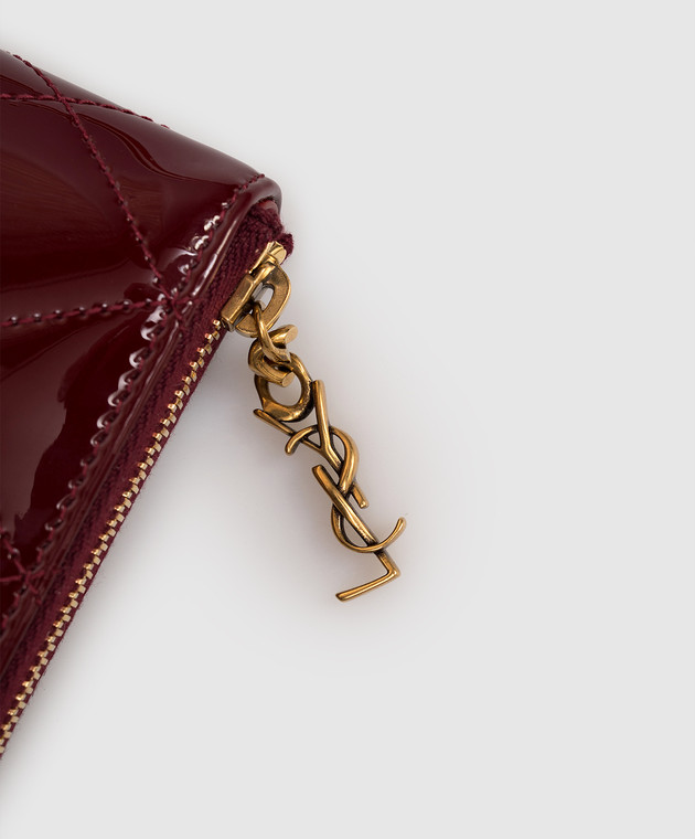Saint Laurent Бордовий шкіряний лакований гаманець 862522AAGGC зображення 4