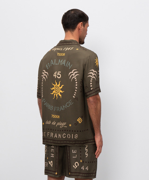 Balmain Сорочка кольору хакі з принтом GH0HN130VI80 зображення 3