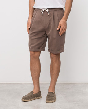 Brunello Cucinelli Коричневые шорты с льном MH255U0020