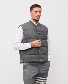 Thom Browne Сірий пуховий жилет з вовни і кашеміру MVD015X06393