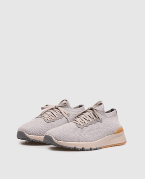 Brunello Cucinelli Серые кроссовки из шерсти MZUWLBO253