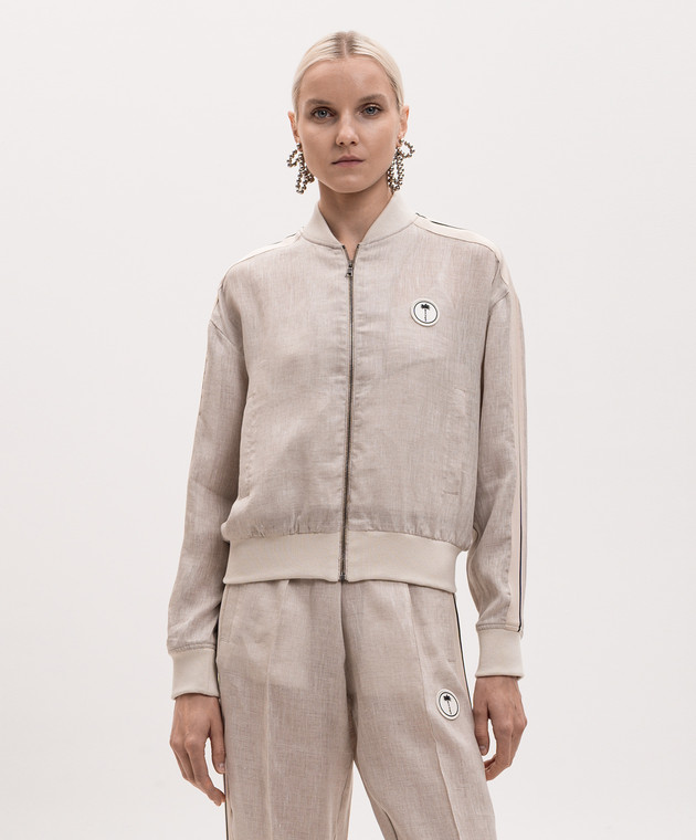 Palm Angels Бежевий бомбер з льону PWBD06BS26FAB001 зображення 3