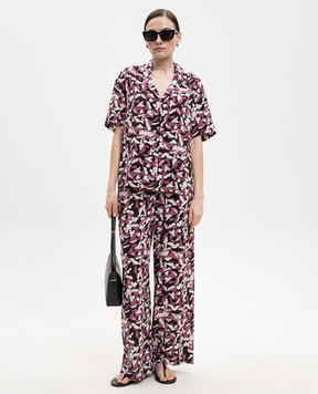 Asceno Рожева блуза із шовку в принт T022F58C505