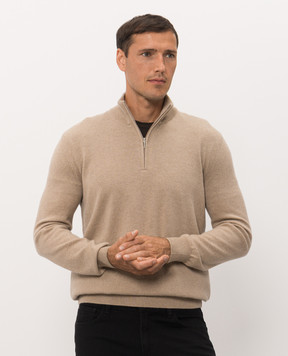 Bertolo Cashmere Бежевый свитер из кашемира с молнией 400025000005