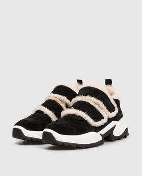 Sergio Rossi Чорні замшеві кросівки Extreme на хутрі B13810MFI666