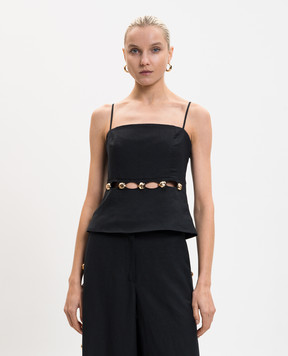 Simkhai Чорний топ Cruz Studded з льоном 1262286SW