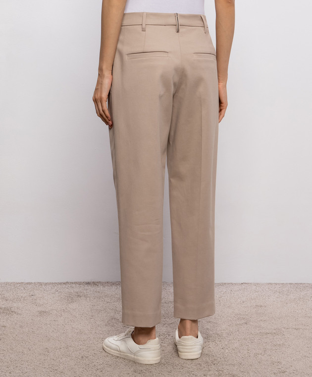 Brunello Cucinelli Бежевые брюки из хлопка с цепочкой мониль MP126P8308 изображение 4