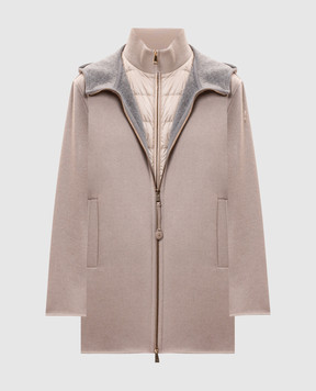 Moncler Бежевое пальто Hemiptere из шерсти и кашемира двойной конструкции L20931A00063599N4