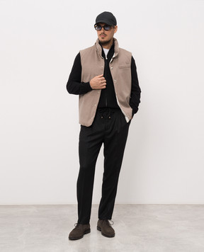 Brunello Cucinelli Бежевый пуховый жилет из шерсти с капюшоном MM4701775
