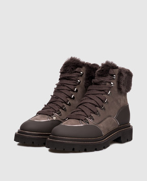 Peserico Коричневые ботинки из нубука с мехом S39712C0CC671