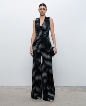 Ermanno Scervino Черные брюки из шелка в горох D486P716XPN