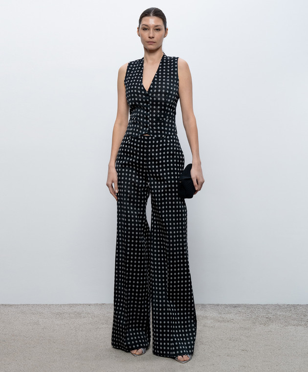Ermanno Scervino Черные брюки из шелка в горох D486P716XPN изображение 2