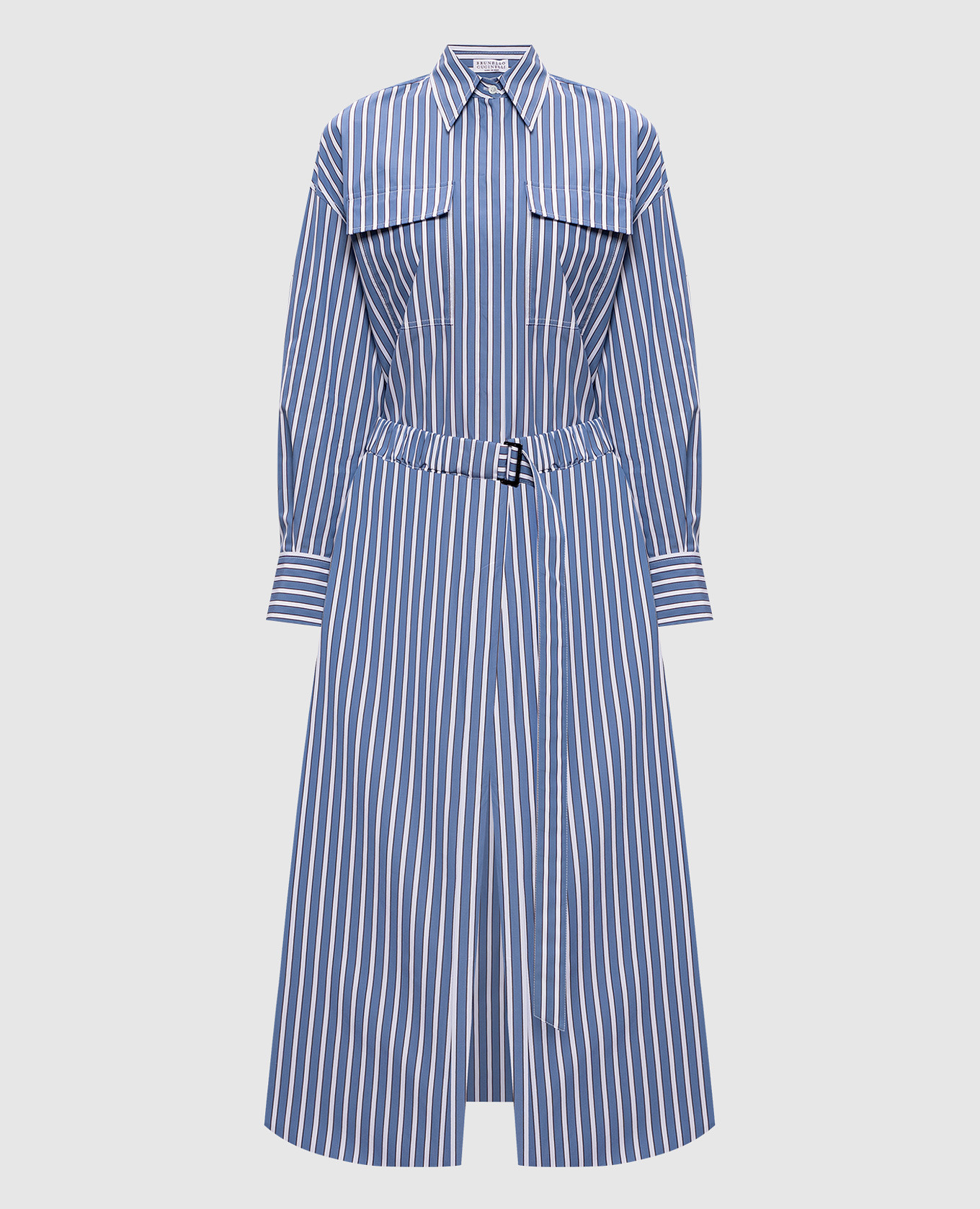 

Синее платье-рубашка в полоску, Синий, Повседневные платья