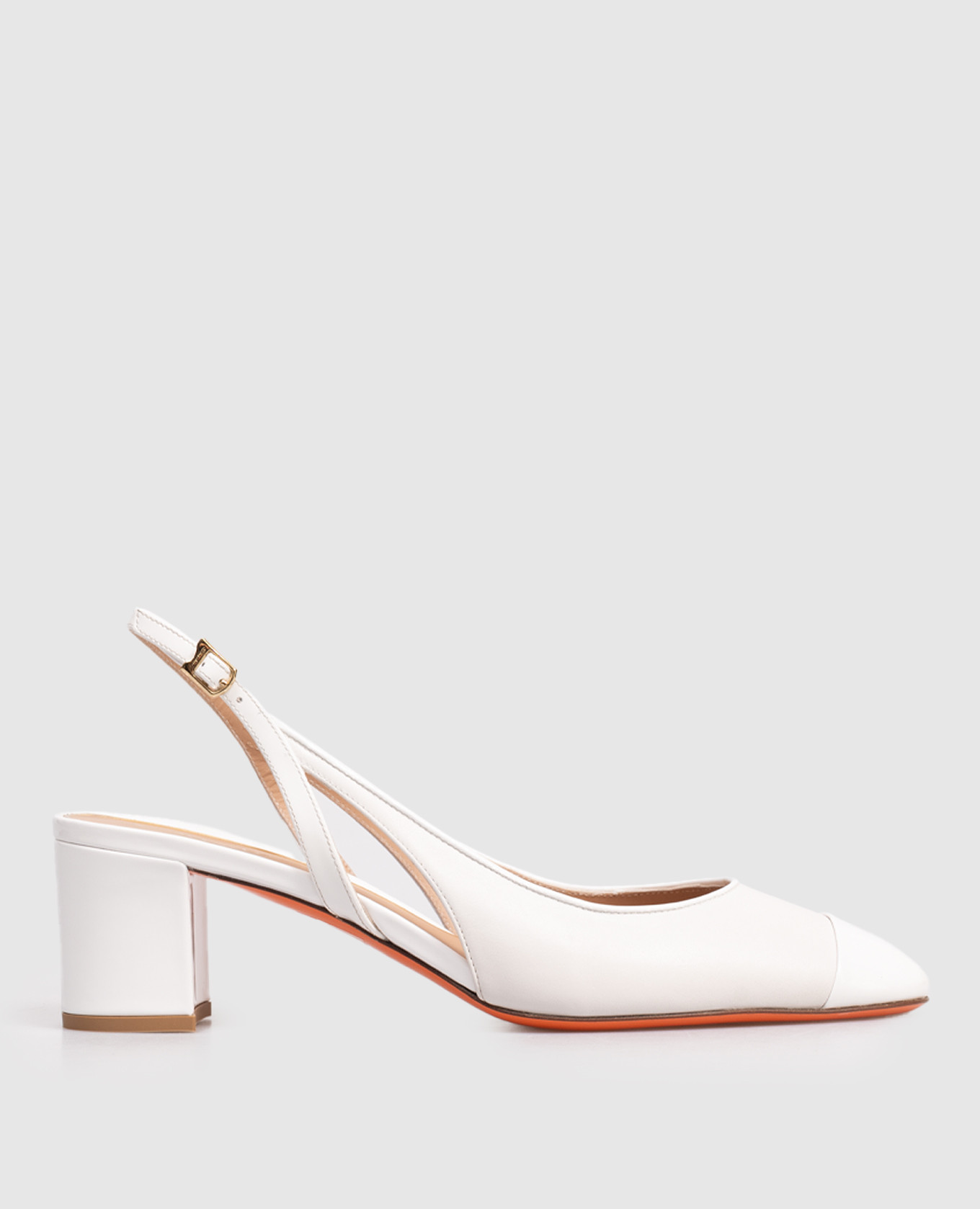 Белые кожаные слингбеки с фигурными вырезами