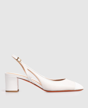 Santoni Білі шкіряні слінгбеки з фігурними вирізами WDNC71546HA2NOGO