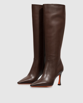 Santoni Коричневые кожаные сапоги WSTV72388HI2NXUY