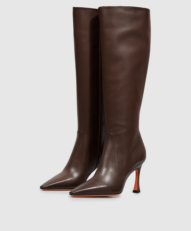 Santoni Коричневі шкіряні чоботи WSTV72388HI2NXUY зображення 2