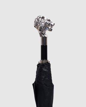 Pasotti Черный складной зонтик Silver Lion OMITUO64SRASO67681