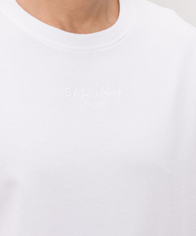 Balmain Белая футболка с логотипом GH0EG000BD10 изображение 5