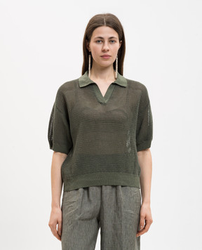 Peserico Зелений топ з коміром-поло S99113F129056T