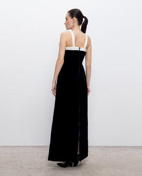 Richard Quinn Синее бархатное платье из шелка RQSS2612