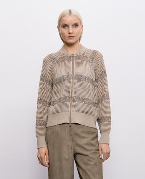 Brunello Cucinelli Бежевий кардиган з паєтками M58772806
