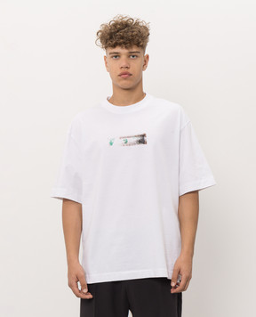 Off-White Белая футболка с брендовым принтом Narciso 44MAA120F26J012