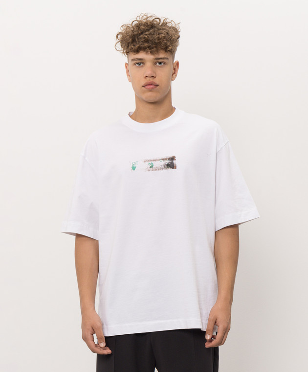 Off-White Белая футболка с брендовым принтом Narciso 44MAA120F26J012 изображение 3