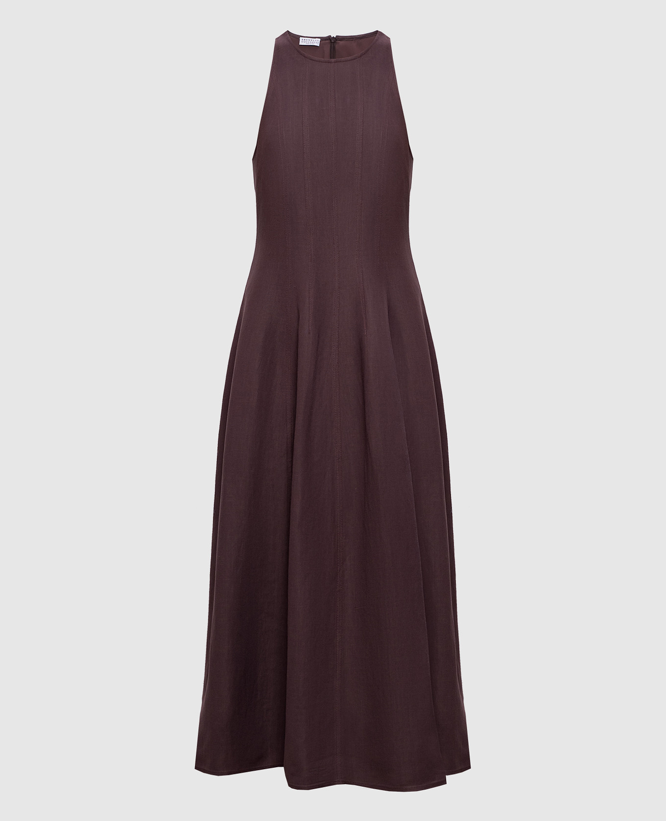 Фиолетовое платье миди с льном